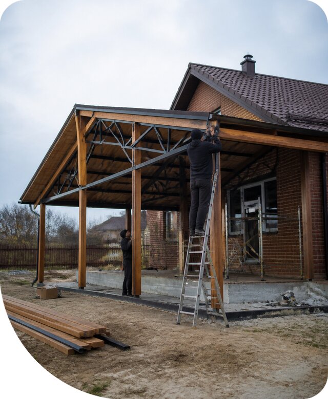 Пристройка навеса к дому и участку в Клинцах под ключ